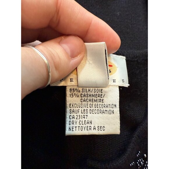 Talbots Petites Beaded Snap Cardigan Sweater Silk Cashmere Blend Size M Vintage - Picture 7 of 7